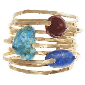 New Free People x Castlecliff Framework Brass Cuff Rust Turquoise